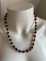 Vintage Ketting met Zwarte en Oranje Stenen, Zwart, Ophalen of Verzenden, Zo goed als nieuw, Steen of Mineraal