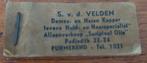 Oude reclame S. v. d. Velden Kapper Purmerend, Ophalen of Verzenden, Gebruikt
