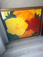 Bloemen schilderij met gouden lijst, Ophalen of Verzenden