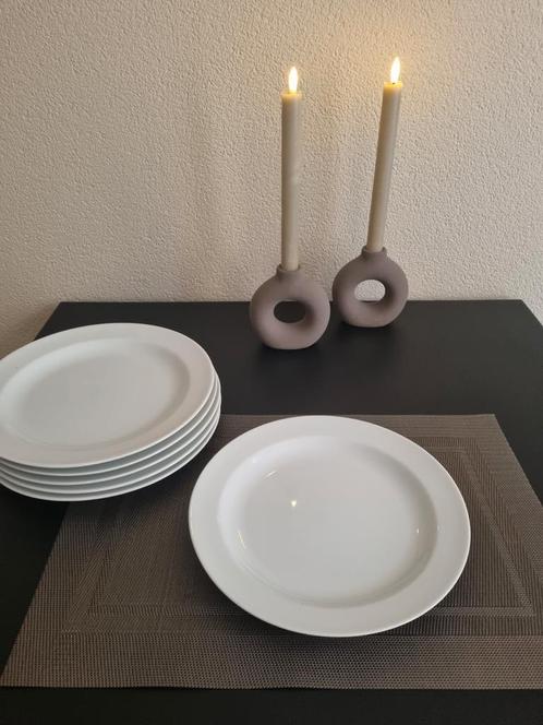 6x Arzberg White dinerborden (Duitsland), Huis en Inrichting, Keuken | Servies, Zo goed als nieuw, Bord(en), Effen, Porselein