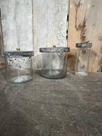 Voorraadpot glas met houten deksel in grey finish jwm sober, Huis en Inrichting, Woonaccessoires | Overige, Ophalen of Verzenden