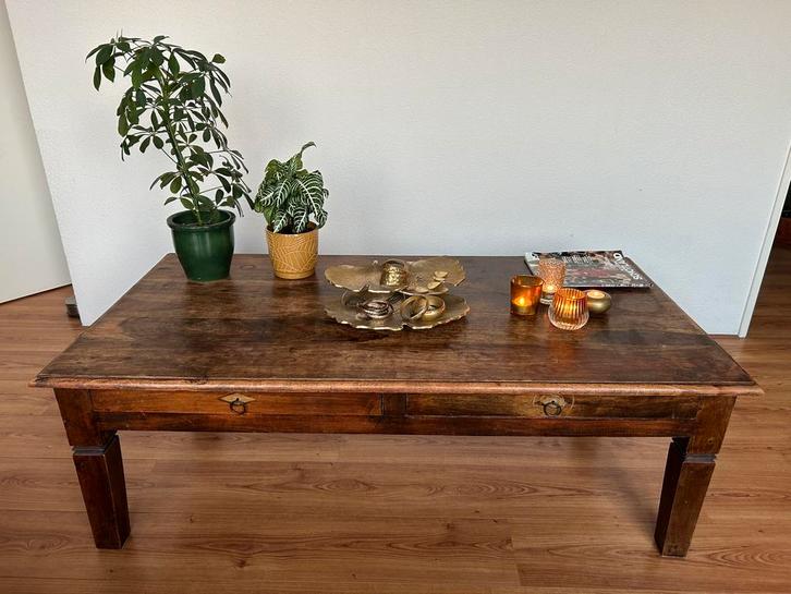 Antieke Houten Salontafel, Huis en Inrichting, Tafels | Salontafels, Gebruikt, Minder dan 50 cm, 50 tot 100 cm, 150 tot 200 cm