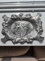 Schaal tin vrouw met vogel, Antiek en Kunst, Antiek | Tin, Ophalen of Verzenden