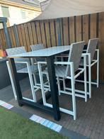 Hoge tuinset, tafel met 4 luxe krukken, Tuin en Terras, Tuinsets en Loungesets, Ophalen, 4 zitplaatsen, Gebruikt, Eettafel