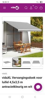 Vervangingsdoek Luifel Antraciet/Wit 4,5x3,5m, Tuin en Terras, 450 cm of meer, Nieuw, Ophalen of Verzenden, Knikarmscherm