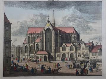 gravure kleur Nieuwe Kerk te Amsterdam Caspar Commelin 1691 beschikbaar voor biedingen