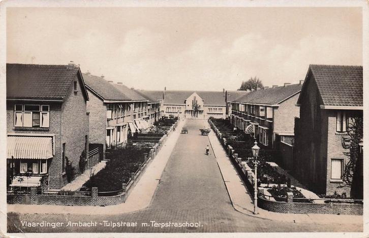 JL996 Vlaardingen Ambacht Tulpstraat Terpstraschool 1938, Verzamelen, Ansichtkaarten | Nederland, Gelopen, Zuid-Holland, 1920 tot 1940