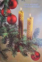 kerst - Prettige kerstdagen - twee gele kaarsen en ballen, Verzenden, 1960 tot 1980, Gelopen, Overige thema's