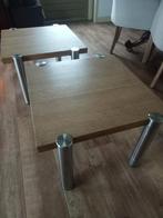 Salontafel(s) hout en rvs, industrie look, Huis en Inrichting, Tafels | Salontafels, Ophalen of Verzenden, Zo goed als nieuw, Vierkant