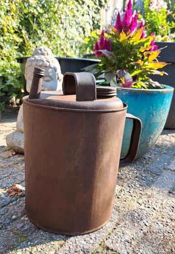 Vintage oud Engels olieblik  met 2 handvaten mancave  beschikbaar voor biedingen