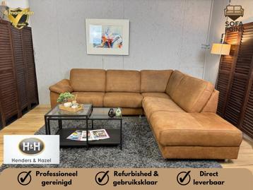 GRATIS LEVERING Stevige Cognac “Henders&Hazel” Hoekbank beschikbaar voor biedingen