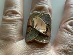 Vintage forse gouden ring Briljant geslepen zirkoon 14 kar, Goud, 18 tot 19, Goud, Dame