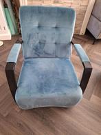 Mooie blauwe velvet stoel, Ophalen, Minder dan 75 cm, Zo goed als nieuw, Stof