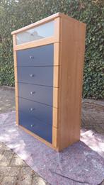 Te Koop: Ladekastje IKEA Askedal Blauw met Glas, Huis en Inrichting, Gebruikt, 5 laden of meer, 100 tot 150 cm, Glas