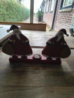 Keramische Kerstmannen Kaarsenhouder, Gebruikt, Ophalen of Verzenden, Rood, Hout