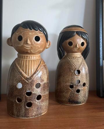 2 Japanse keramiek poppen – waxinehouders XL – 23 cm beschikbaar voor biedingen