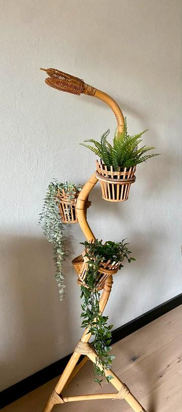 Vintage Rotan Plantenstandaard slang planten standaard retro beschikbaar voor biedingen