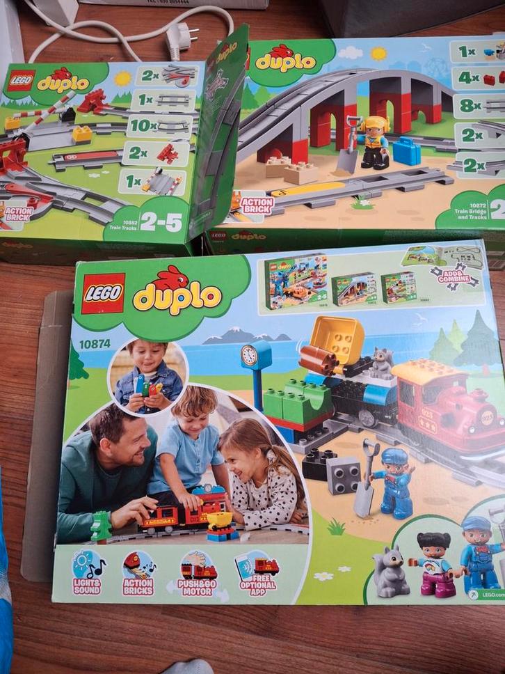 Uitgebreide Duplo Treinset (10874, 10872, 10882)+rails, Kinderen en Baby's, Speelgoed | Duplo en Lego, Gebruikt, Duplo, Complete set