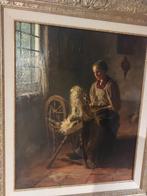Blommers - Vrouw bij spinnewiel - Haagse School, Ophalen of Verzenden