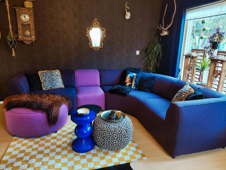 Modulaire Elementenbank - Paars/Lila, Huis en Inrichting, Banken | Bankstellen, Zo goed als nieuw, Vierpersoons of meer, Stof