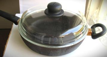 Braadpan of~Braet Pan~Hapjespan met glazen deksel en 2 handv beschikbaar voor biedingen
