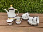 Koffieservies met blauw gouden rand, Gebruikt, Ophalen of Verzenden, Overige stijlen, Porselein