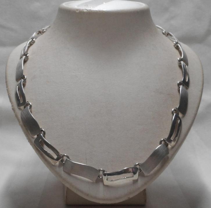 Prachtig zilveren verstelbaar collier nr.1068, Sieraden, Tassen en Uiterlijk, Kettingen, Zo goed als nieuw, Zilver, Zilver, Verstelbaar