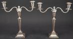 Paar zilveren Tweelichtskandelaars Louis Seize, Voorschoten., Antiek en Kunst, Ophalen, Zilver