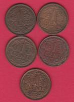 5 x 1 cent o.a.1929-1930-1939-1941 en ouder, Ophalen of Verzenden, Koningin Wilhelmina, Setje