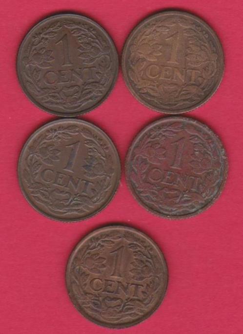 5 x 1 cent o.a.1929-1930-1939-1941 en ouder, Postzegels en Munten, Munten | Nederland, Setje, Koningin Wilhelmina, Ophalen of Verzenden