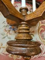 Vintage eikenhouten Kandelaar 4 Armen voor 5kaarsen ziefoto, Antiek en Kunst, Ophalen of Verzenden, Overige materialen