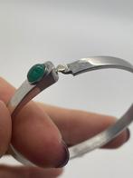 B721 Prachtige 800 zilveren armband groene steen, Sieraden, Tassen en Uiterlijk, Antieke sieraden, Ophalen of Verzenden, Zilver