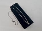 Ketting • 14kt witgoud + hanger met diamant • zgan, Ophalen of Verzenden, Zo goed als nieuw, Goud