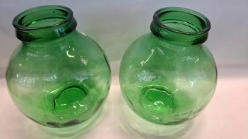 2x Viresa voorraadpot | groen glas | vintage Spanje beschikbaar voor biedingen