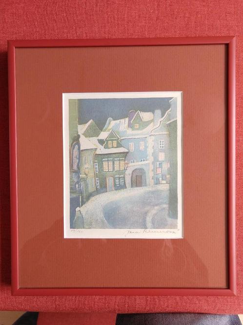 Litho's van Jana Reinerová in Nielsen lijsten alu rood, Antiek en Kunst, Kunst | Litho's en Zeefdrukken, Ophalen of Verzenden