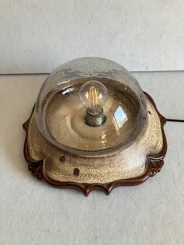 Pan Leuchten vintage fatlava wandlamp keramiek en bubbelglas beschikbaar voor biedingen