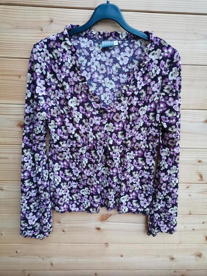 Fashion SPNX blouse met ruches mt. M, Kleding | Dames, Blouses en Tunieken, Zo goed als nieuw, Maat 38/40 (M), Paars, Verzenden