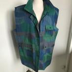 Atelier paapje bodywarmer handgeverfd in blauw en groen, Kleding | Dames, Bodywarmers, Verzenden, Zo goed als nieuw, Blauw