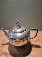 Vintage verzilverde Theepot met Riet Handvat, Antiek en Kunst, Ophalen of Verzenden
