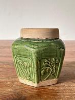 Gemberpot met deksel - licht groen geglazuurd, Ophalen of Verzenden