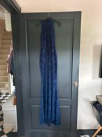 Prachtige donkerblauwe gala jurk met kant en glitters maat 8, Ophalen of Verzenden, Zo goed als nieuw, Blauw, Onder de knie