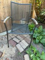 4 ijzeren tuinstoelen, zwart, stapelbaar, Tuin en Terras, Tuinstoelen, Ophalen, Gebruikt, Metaal, Stapelbaar