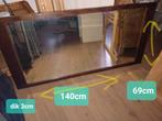 Nostalgische spiegel, donker houten frame,, Ophalen, Rechthoekig, 50 tot 100 cm, 100 tot 150 cm