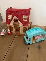 Sylvanian families huis, bus & poppenwagen., Ophalen, Zo goed als nieuw