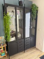 Vitrinekast Zwart Industrieel 140x200, Huis en Inrichting, Kasten | Vitrinekasten, Ophalen, Gebruikt, 100 tot 150 cm, 200 cm of meer