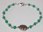 Armband met 4 mm groene kralen en levensboom tussenzetsel, Overige materialen, Nieuw, Ophalen of Verzenden, Met bedels of kralen