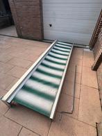 Zonnescherm groen wit, Tuin en Terras, Zonneschermen, Ophalen, Gebruikt, Knikarmscherm