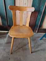 * stoel; vintage geleefde houten stoel, keukenstoel, Ophalen, Gebruikt, Bruin, Vintage