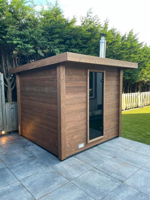 Thermowood buitensauna 200x200 inclusief saunakachel, Sport en Fitness, Sauna, Nieuw, Complete sauna, Fins of Traditioneel, Ophalen of Verzenden