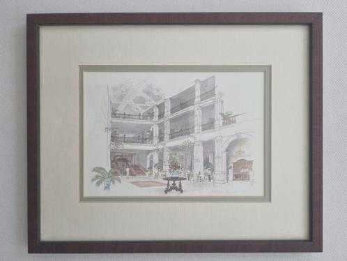"Raffles Hotel Lobby" van Graham Byfield, Antiek en Kunst, Kunst | Litho's en Zeefdrukken, Ophalen of Verzenden